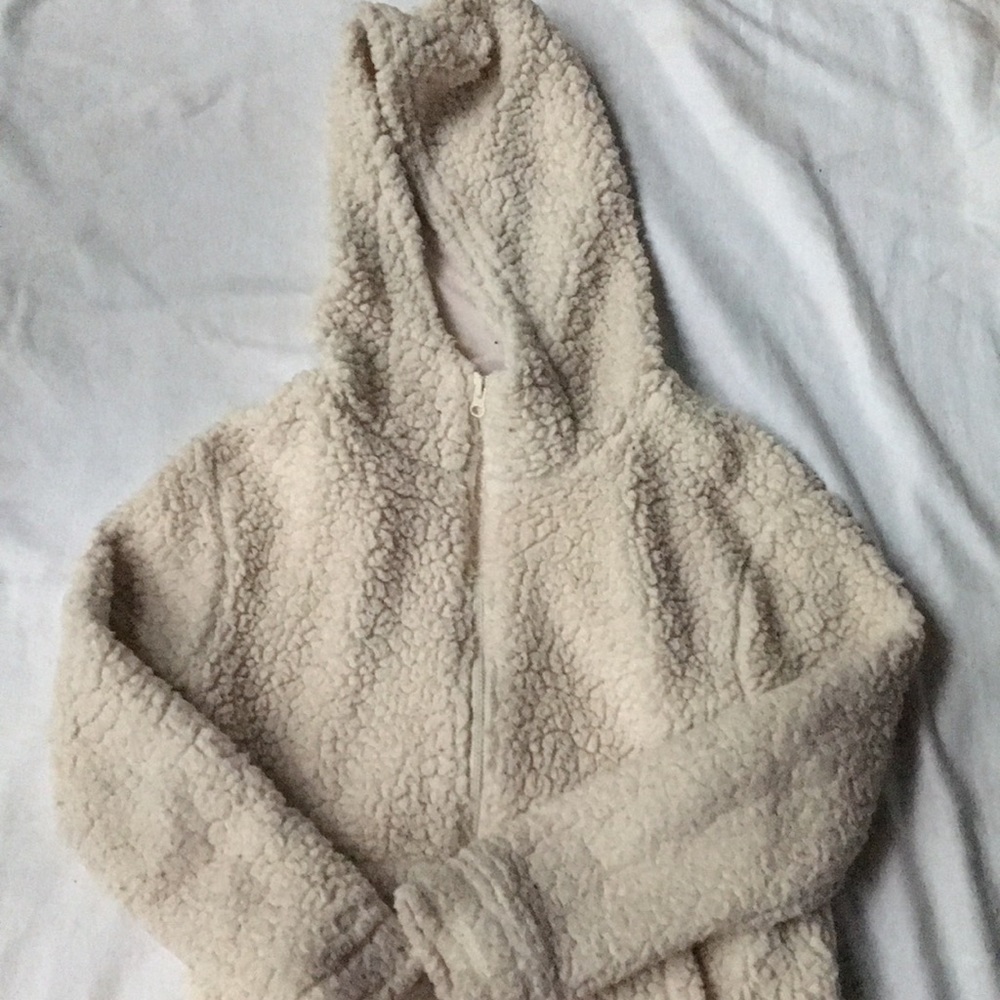 soft creme zip up hoodie